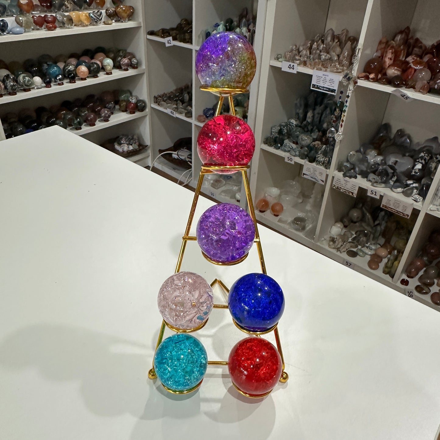 7 Piece Front Facing Sphere Stand - Gold