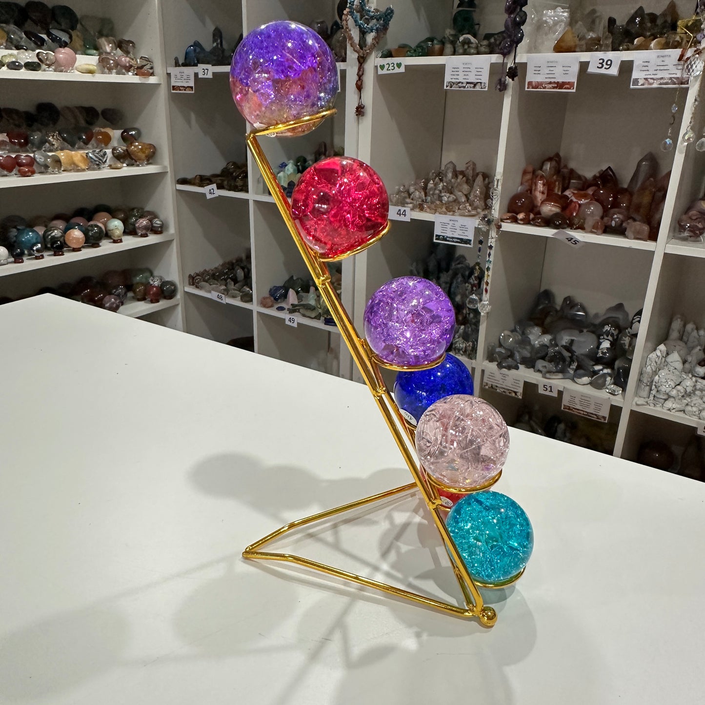 7 Piece Front Facing Sphere Stand - Gold