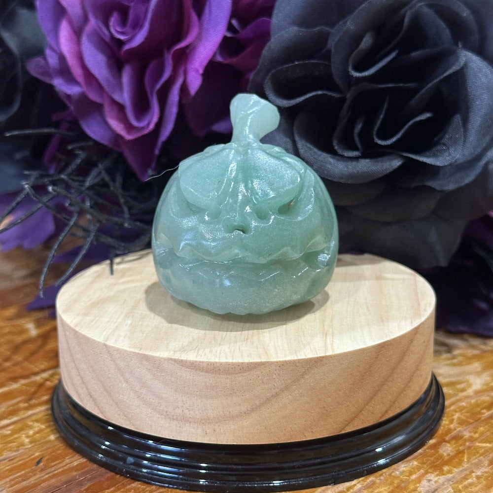 Green Aventurine Carved Face Pumpkin