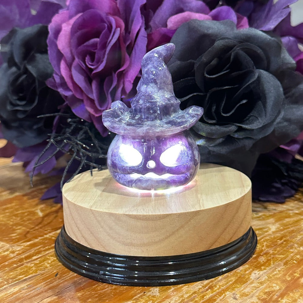 Lepidolite Pumpkin with Witch Hat