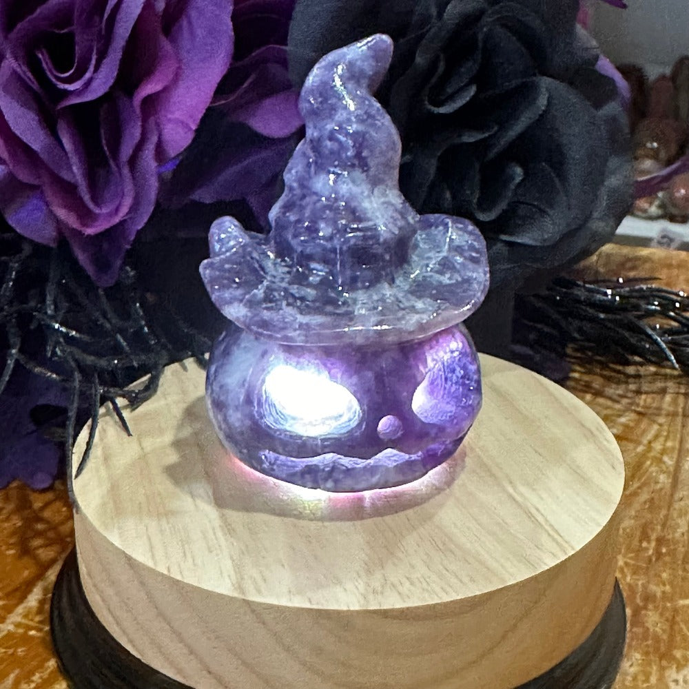 Lepidolite Pumpkin with Witch Hat
