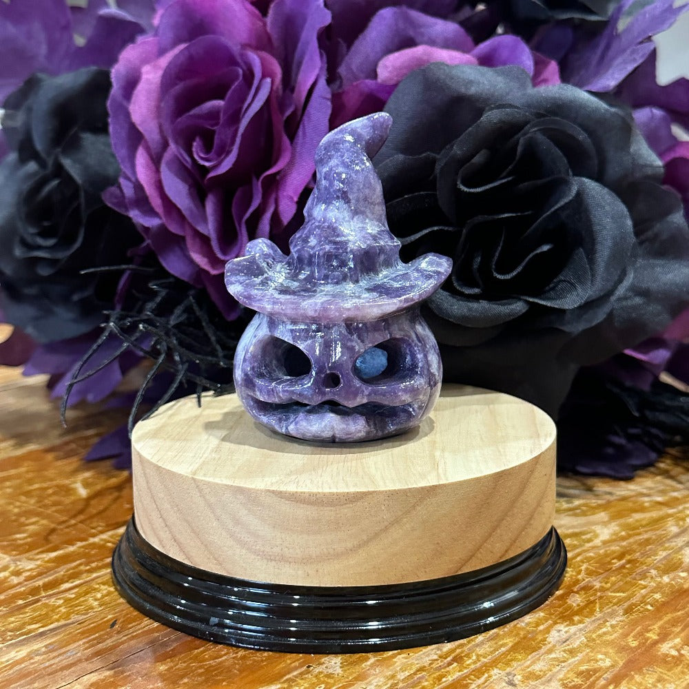 Lepidolite Pumpkin with Witch Hat