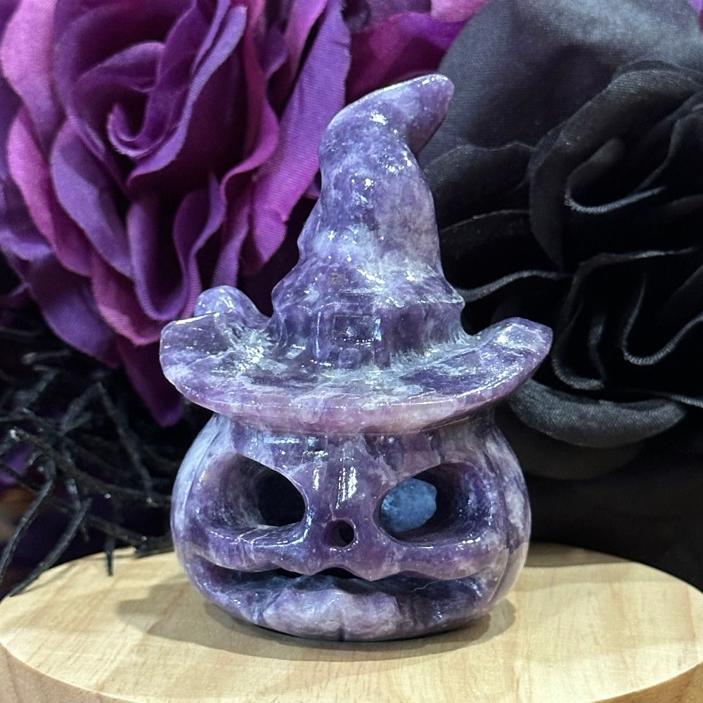 Lepidolite Pumpkin with Witch Hat