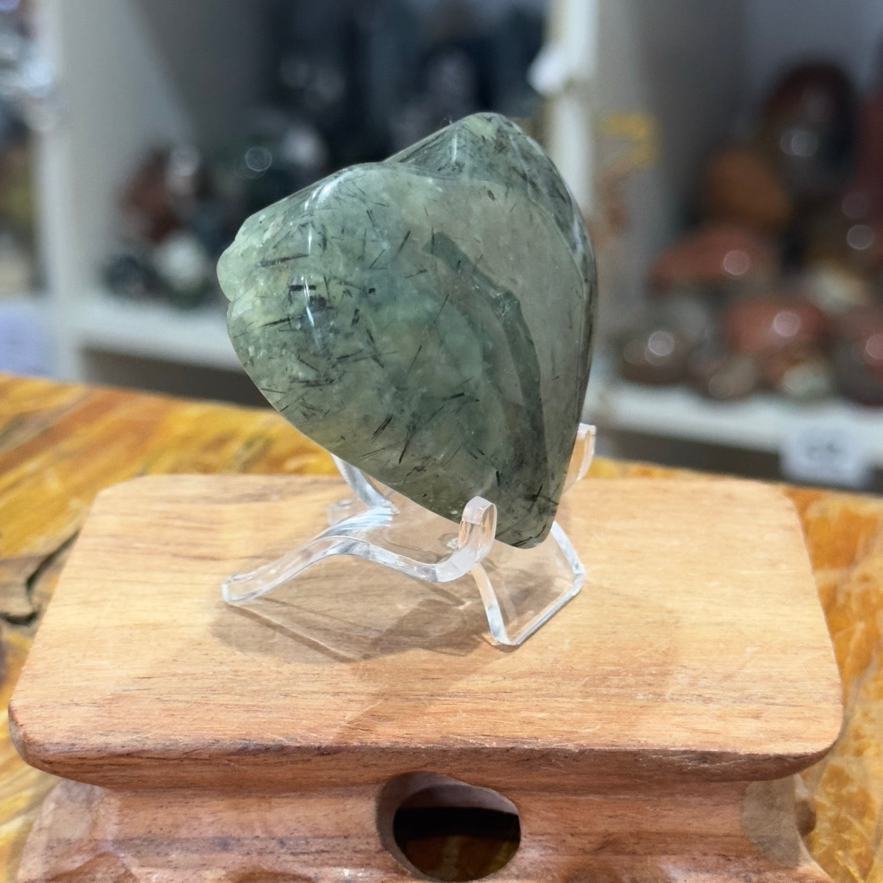 Prehnite Heart with Epidote Inclusions