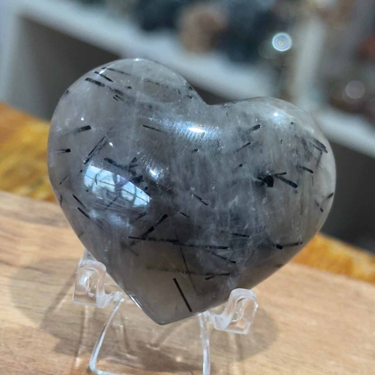 Black Tourmaline in Quartz Heart