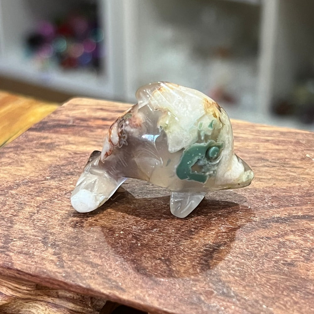 Flower Agate Dolphin - Small