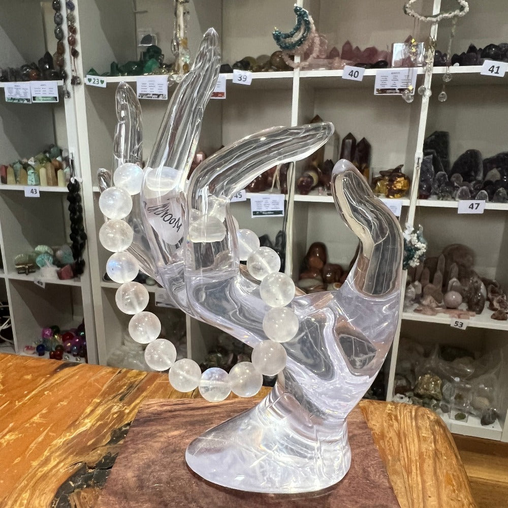 Moonstone Bracelet - 10mm High Quality Blue Flash