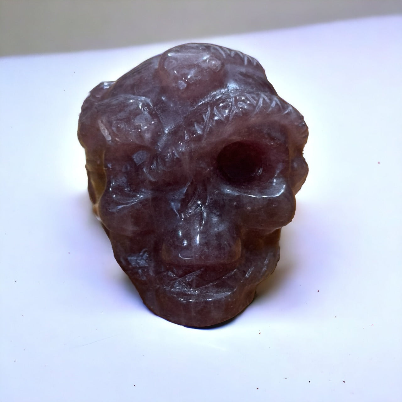 Strawberry Quartz Snake Skull | 173g