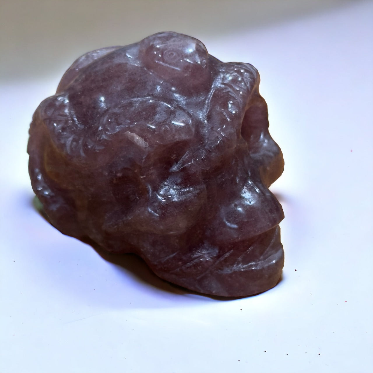 Strawberry Quartz Snake Skull | 173g