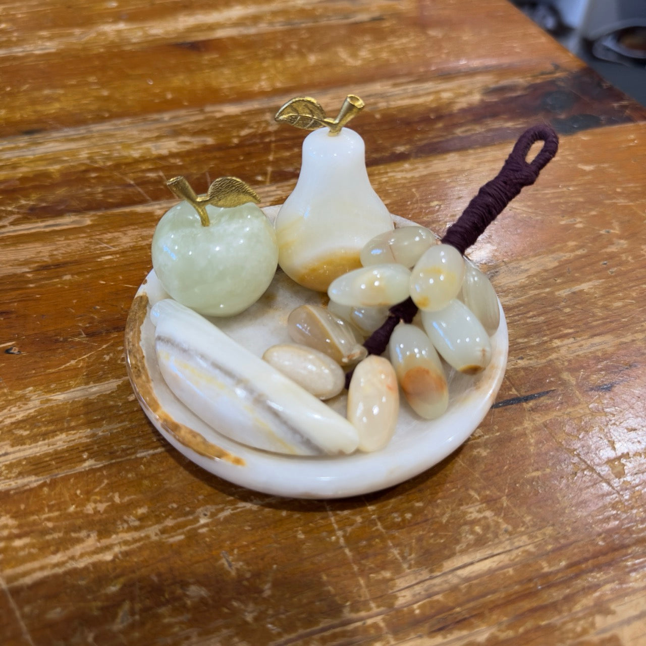 Green Banded Calcite Fruit Set with Dish | Small