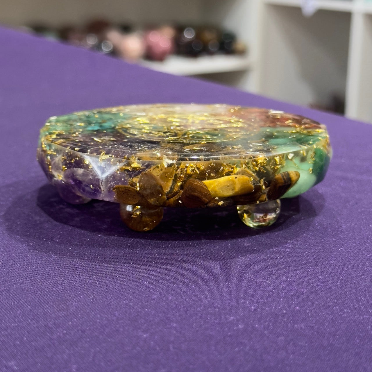 Chakra Platform | Resin with Crystal Chips