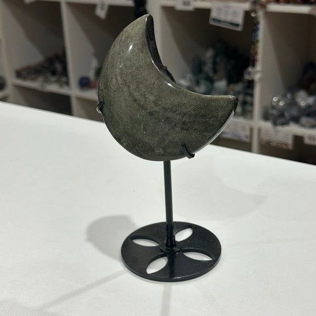 Gold Obsidian Moon on Stand