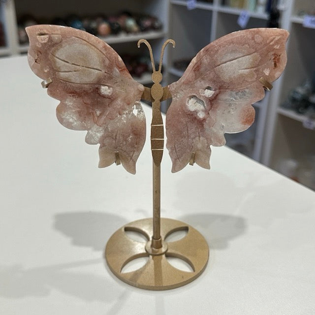 Pink Amethyst & Flower Agate Butterfly Wings
