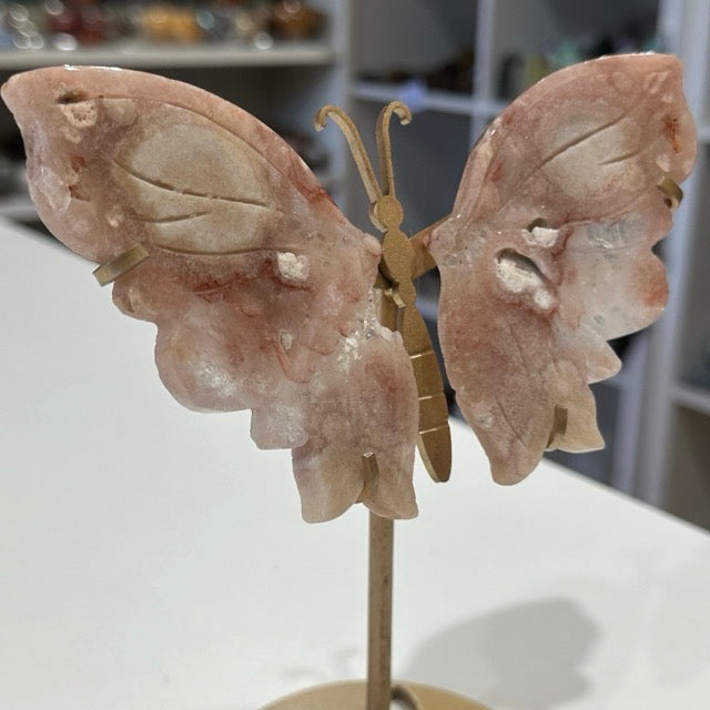 Pink Amethyst & Flower Agate Butterfly Wings