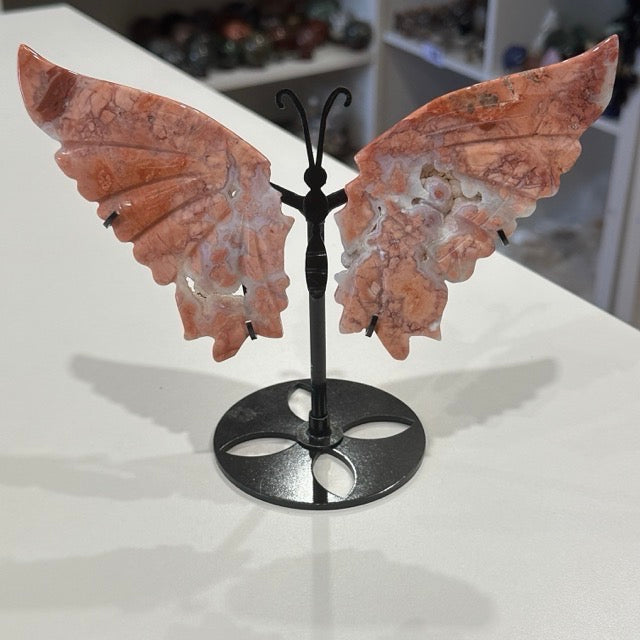 Pink Petal Agate Butterfly Wings