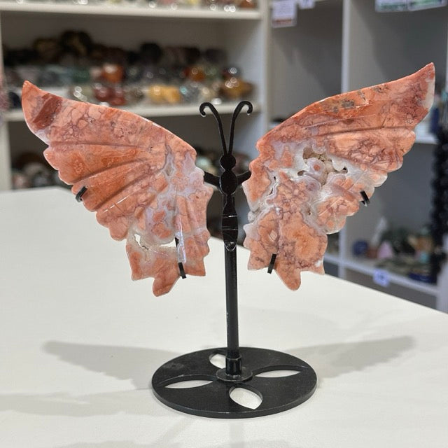 Pink Petal Agate Butterfly Wings