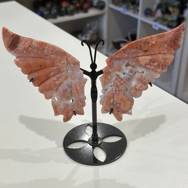 Pink Petal Agate Butterfly Wings