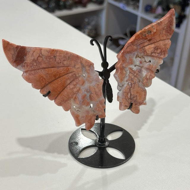 Pink Petal Agate Butterfly Wings