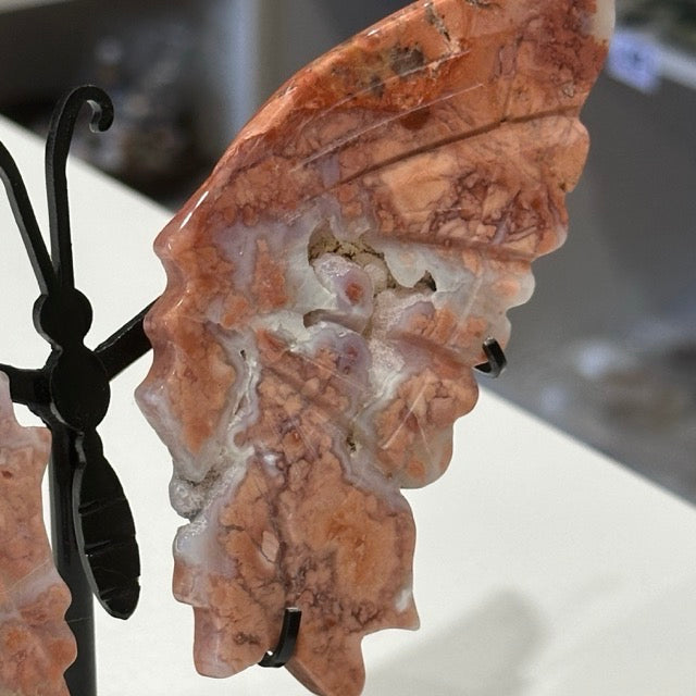 Pink Petal Agate Butterfly Wings