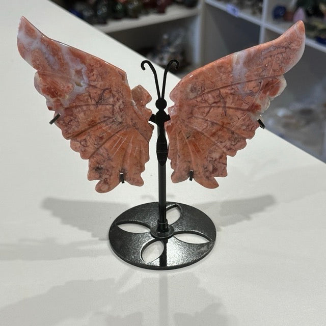 Pink Petal Agate Butterfly Wings