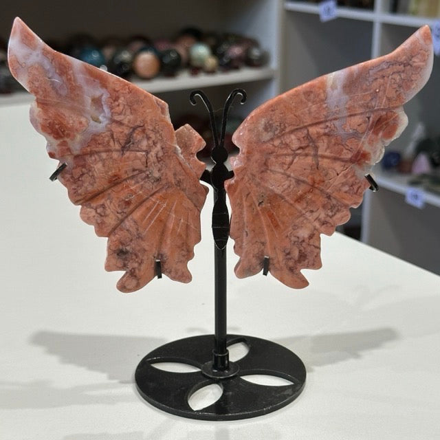 Pink Petal Agate Butterfly Wings