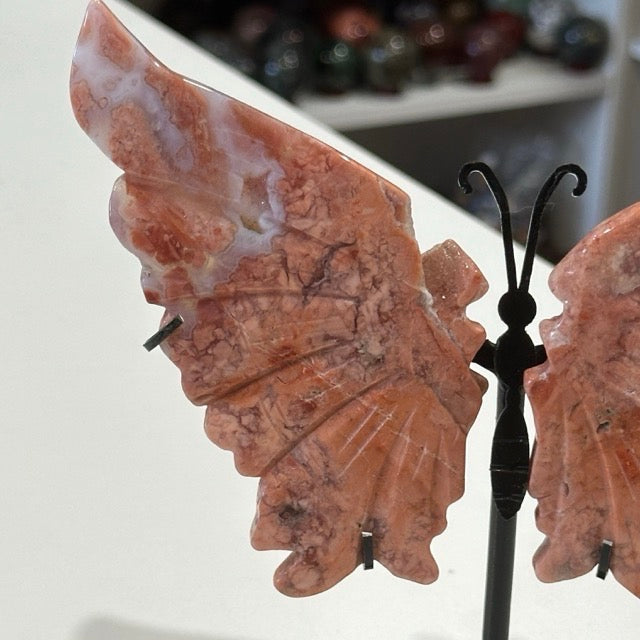 Pink Petal Agate Butterfly Wings