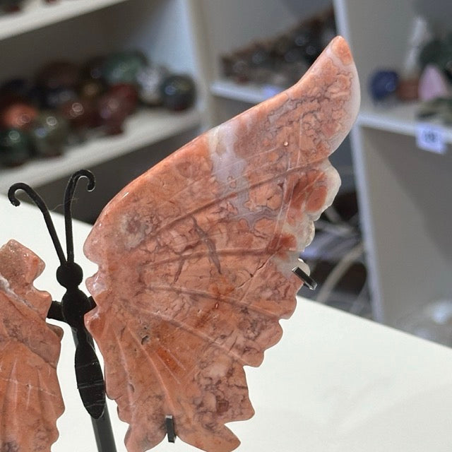 Pink Petal Agate Butterfly Wings