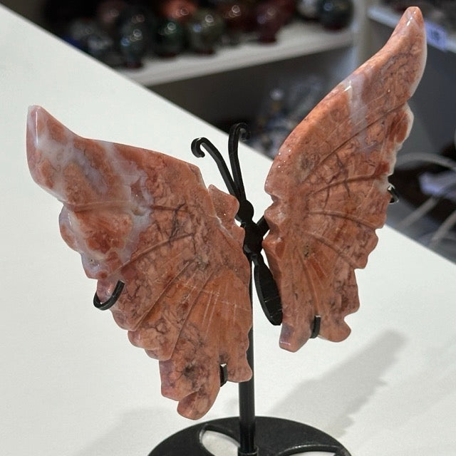 Pink Petal Agate Butterfly Wings