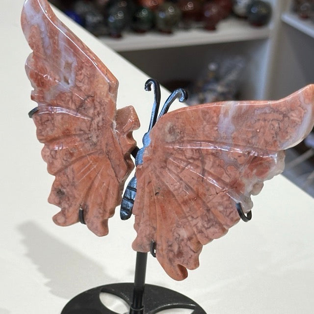 Pink Petal Agate Butterfly Wings