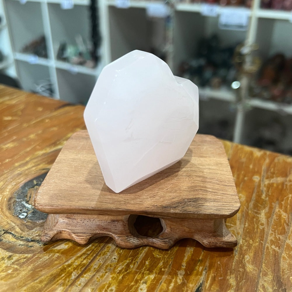Faceted Pink Mangano Calcite Heart