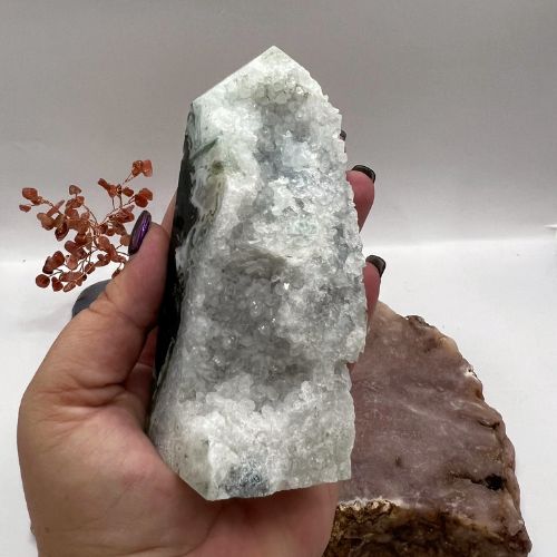 Moss Agate Tower - Natural Druzy