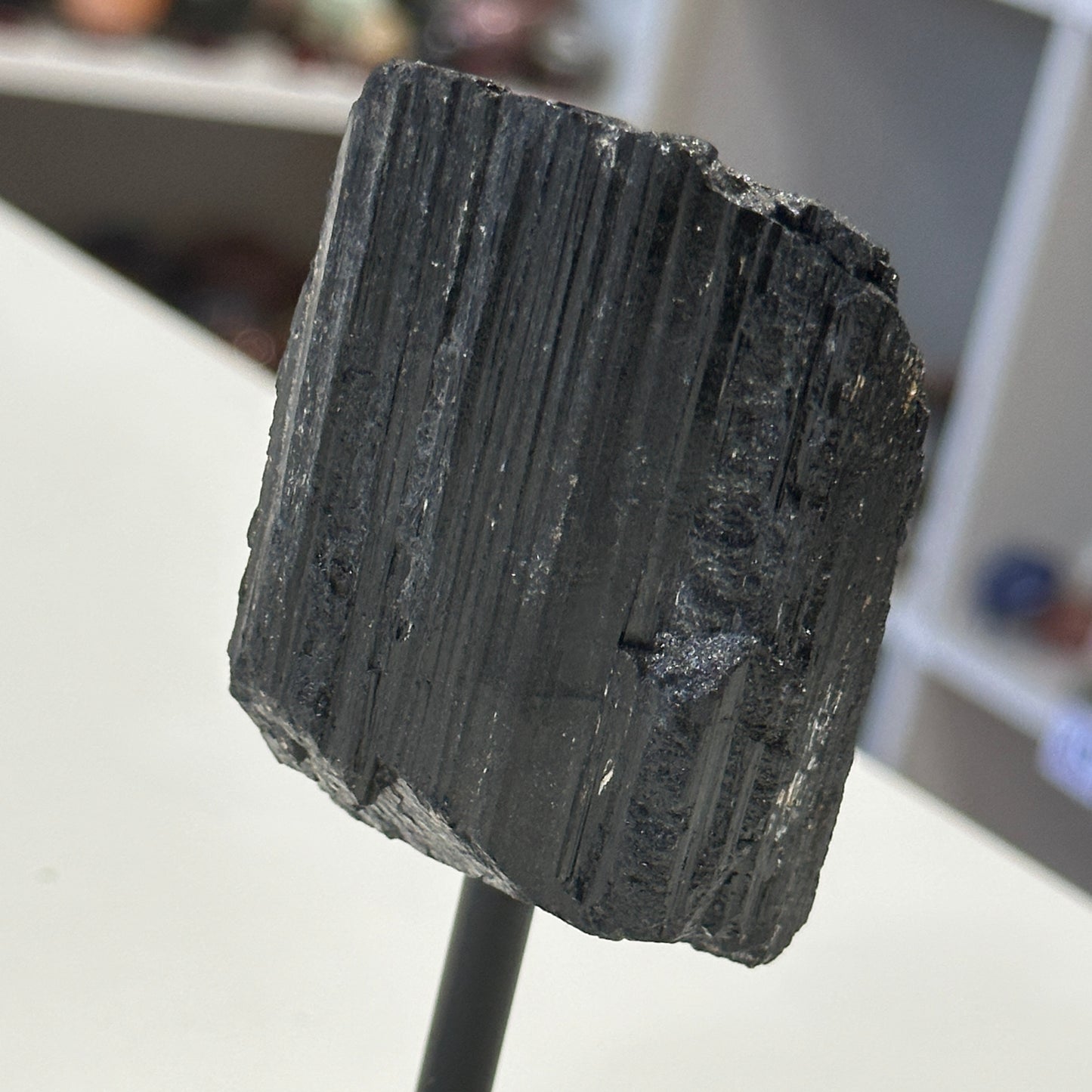 Black Tourmaline Raw on Stand