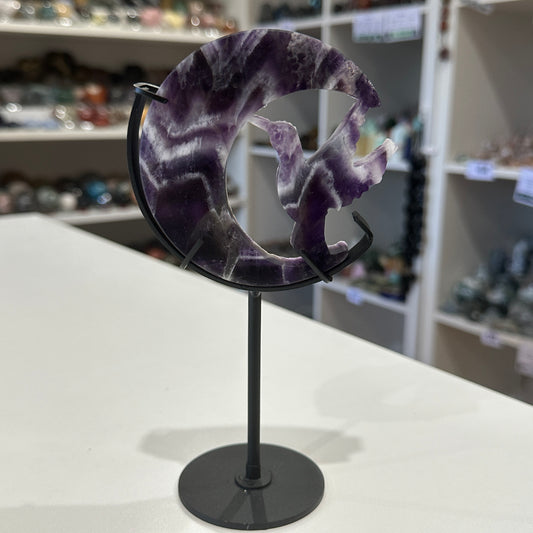 Dream Amethyst Hummingbird on Moon