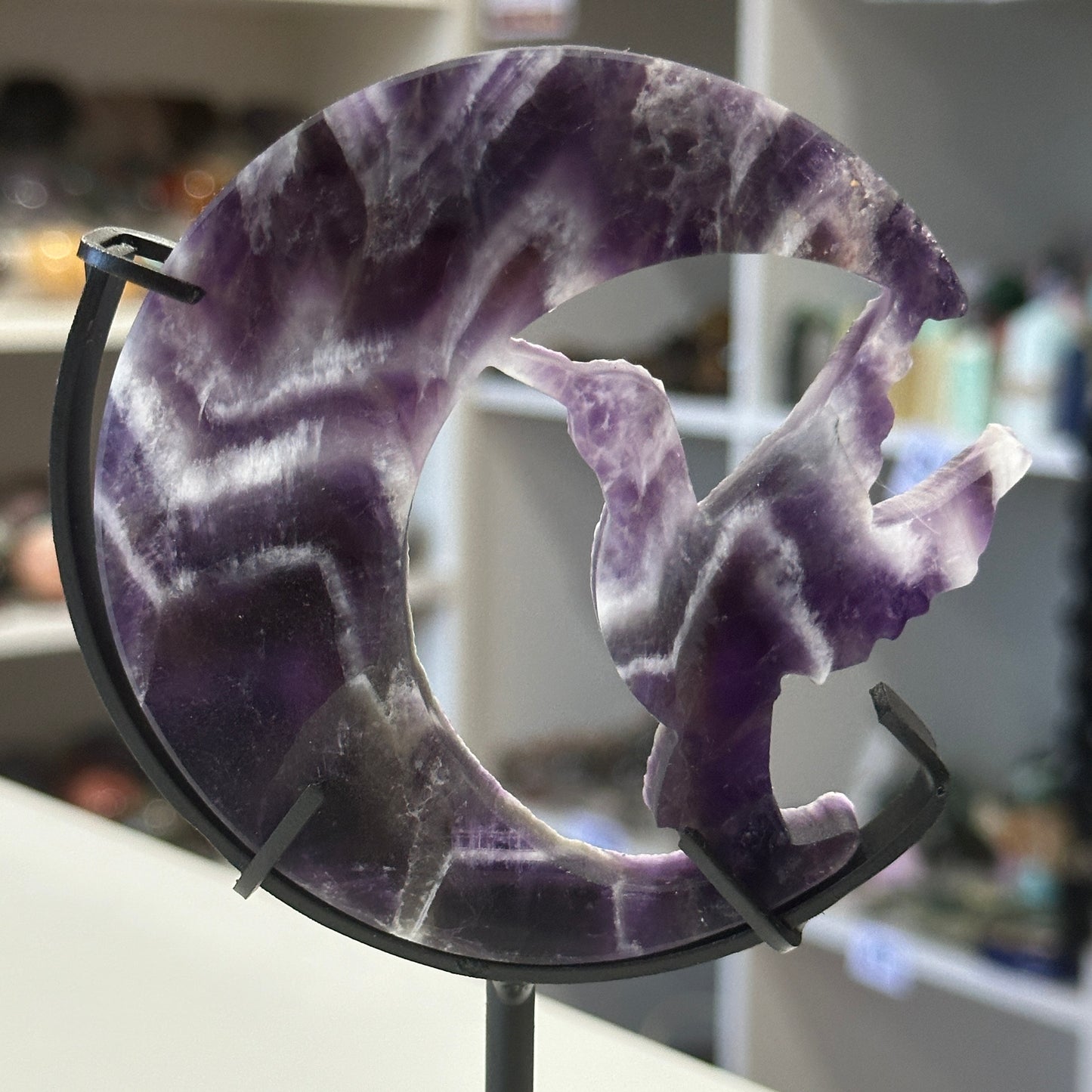 Dream Amethyst Hummingbird on Moon