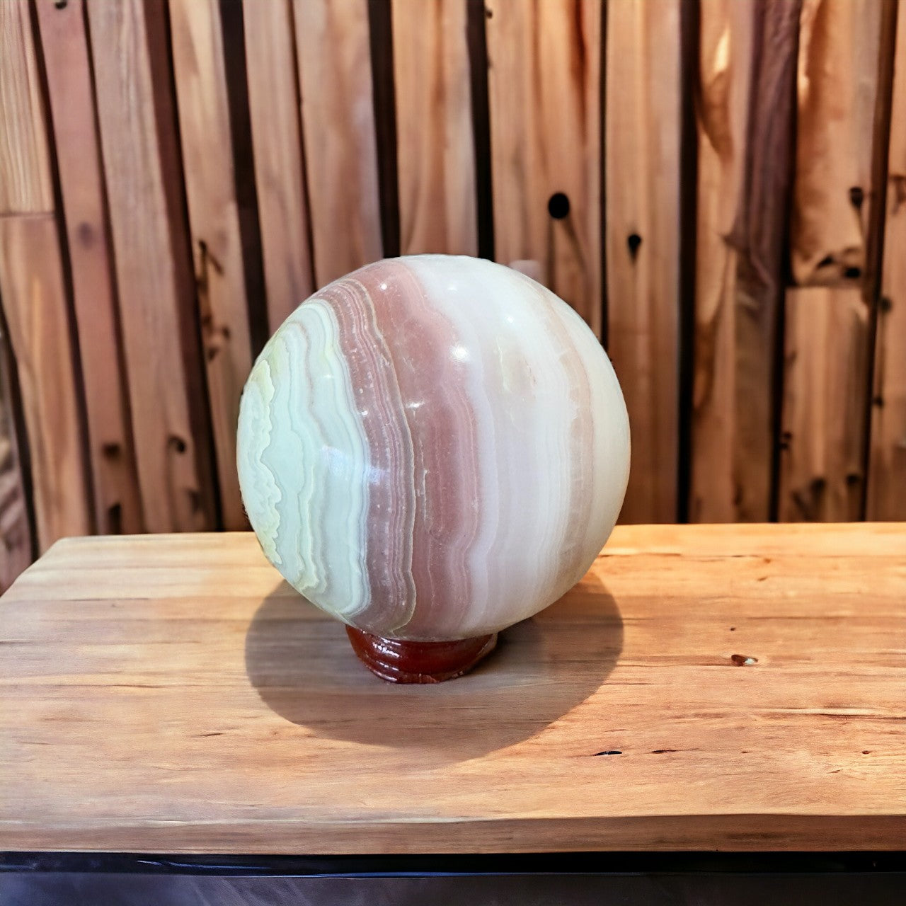 Pink Banded Calcite Sphere