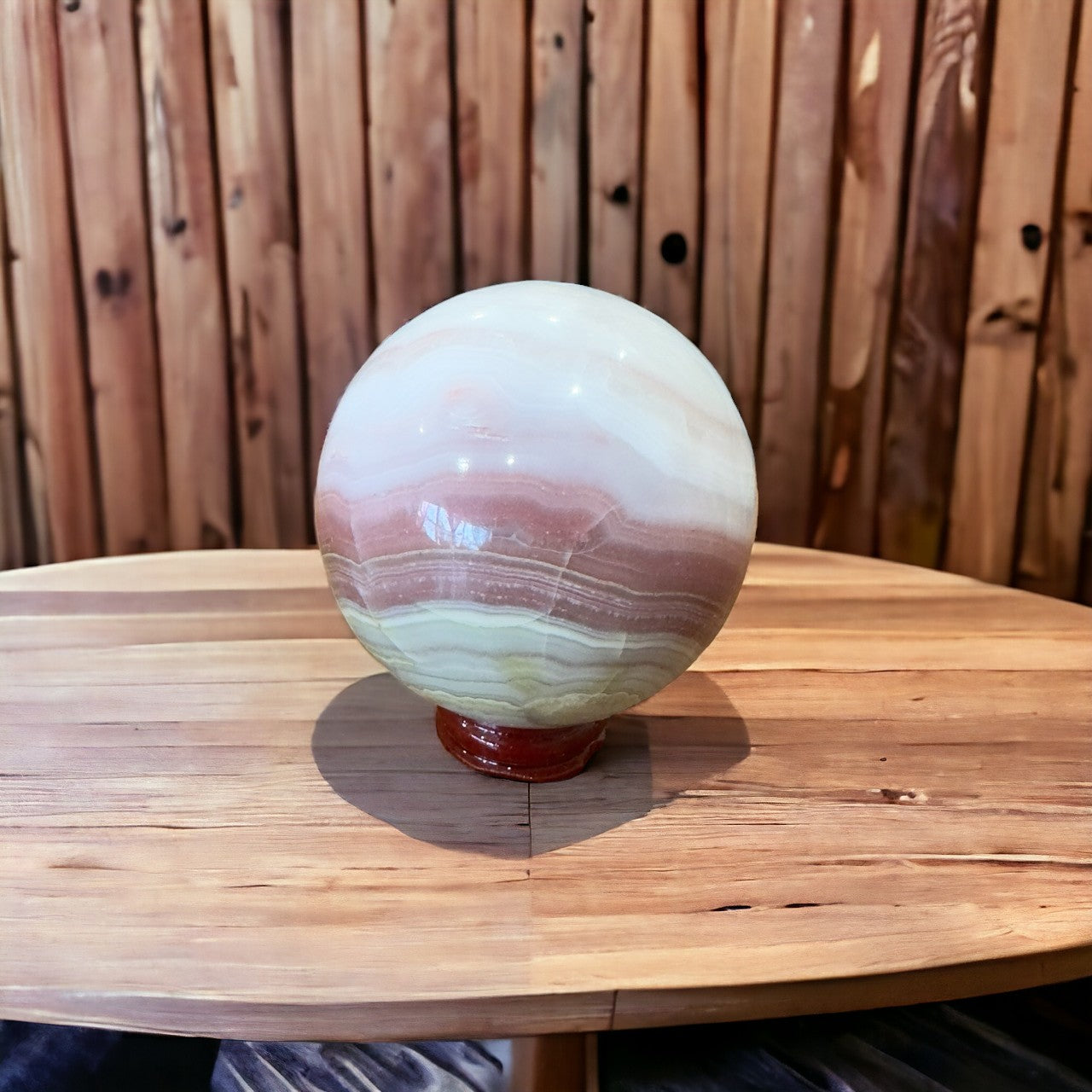 Pink Banded Calcite Sphere