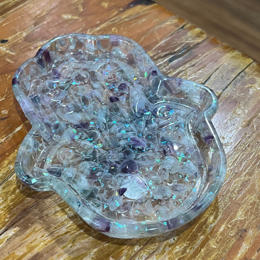 Fluorite - Resin Hamsa Dish