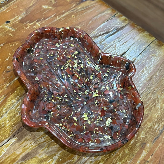 Carnelian - Resin Hamsa Dish