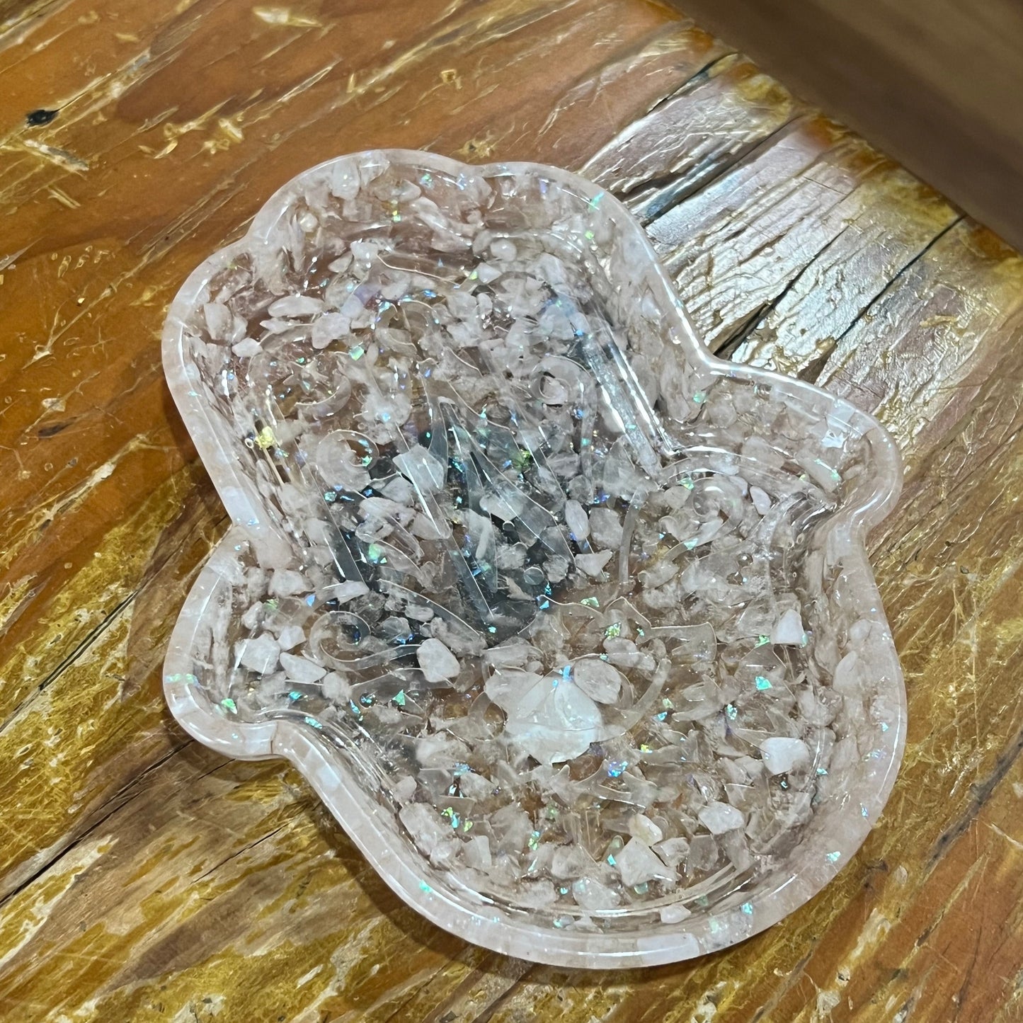 Rose Quartz - Resin Hamsa Dish