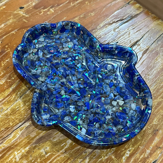 Lapis Lazuli - Resin Hamsa Dish