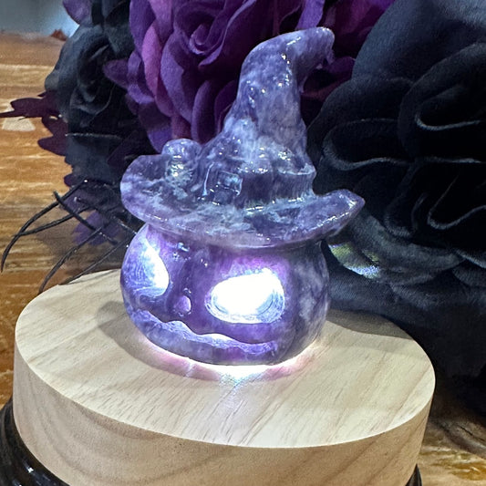 Lepidolite Pumpkin with Witch Hat