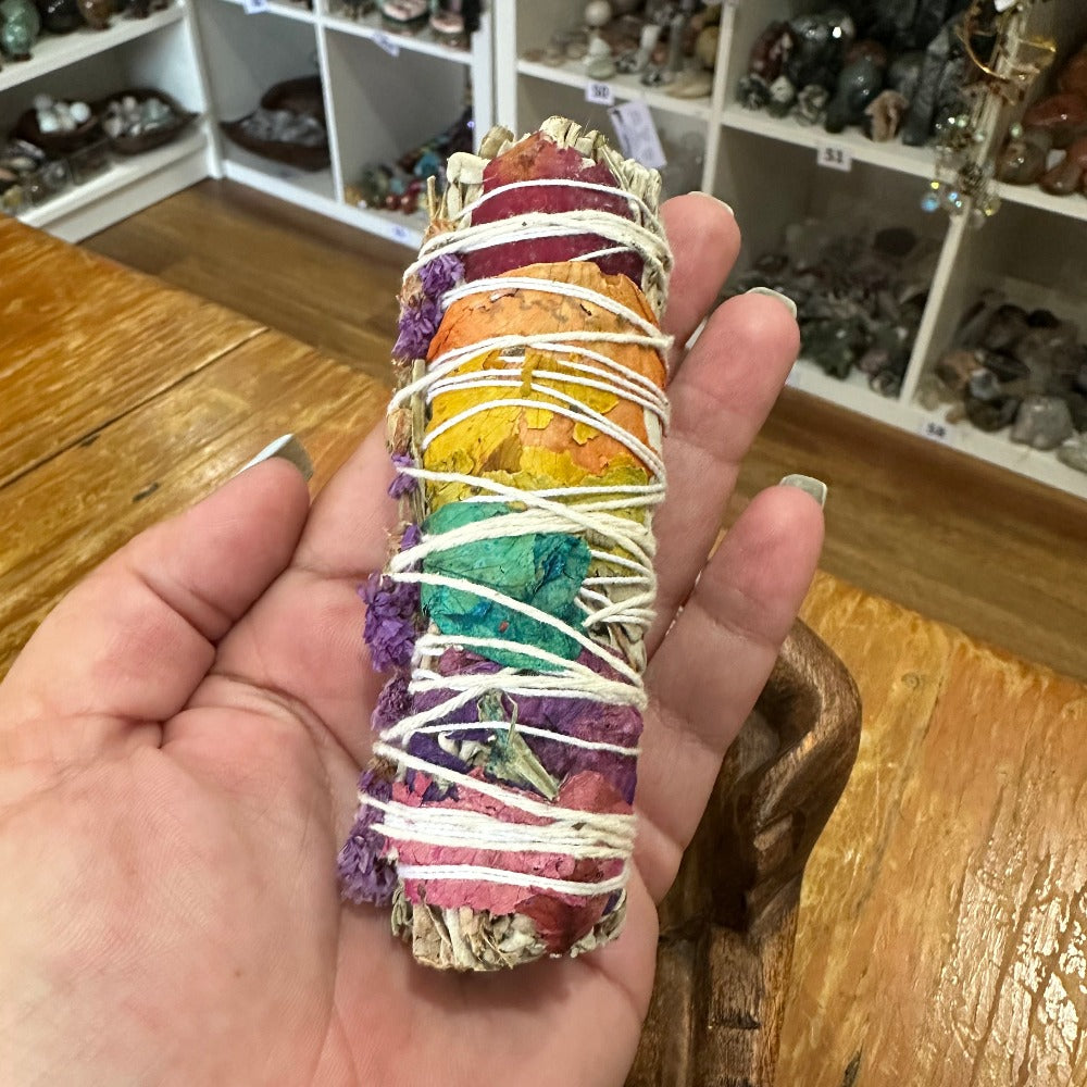 Smudging Stick - 7 Chakra Flower Sage Small