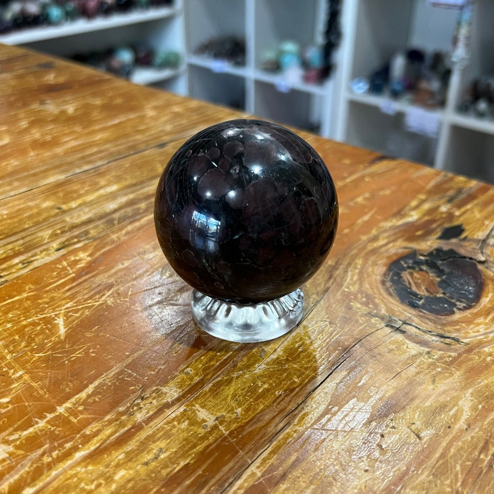 Garnet & Astrophylite Sphere