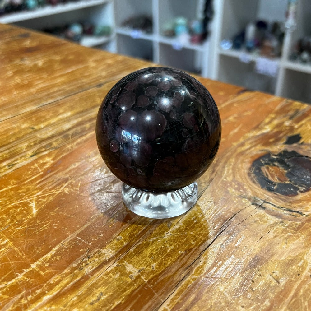 Garnet & Astrophylite Sphere