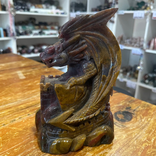 Ocean Jasper Dragon & Castle