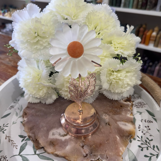 Selenite Flower with Rose Gold Stand