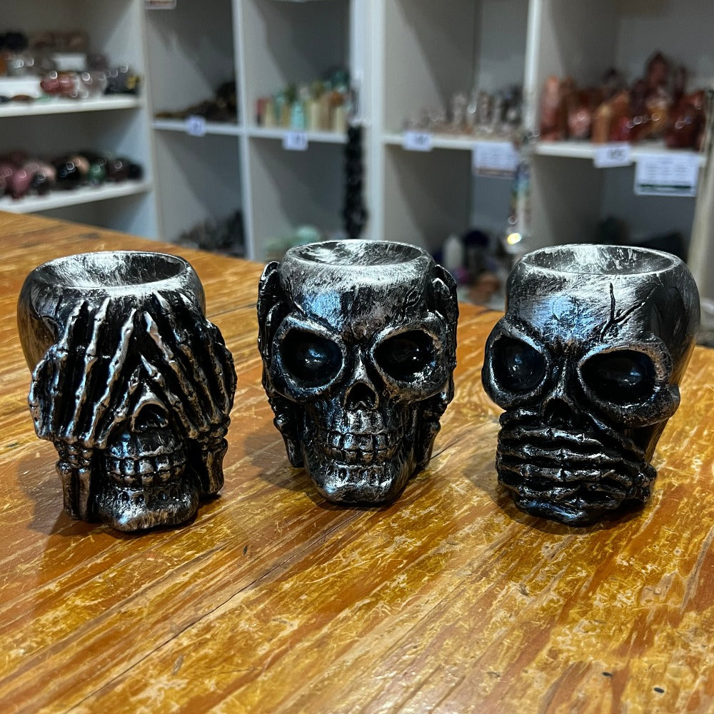 Skull See No, Hear No, Speak No Evil Sphere Base Set