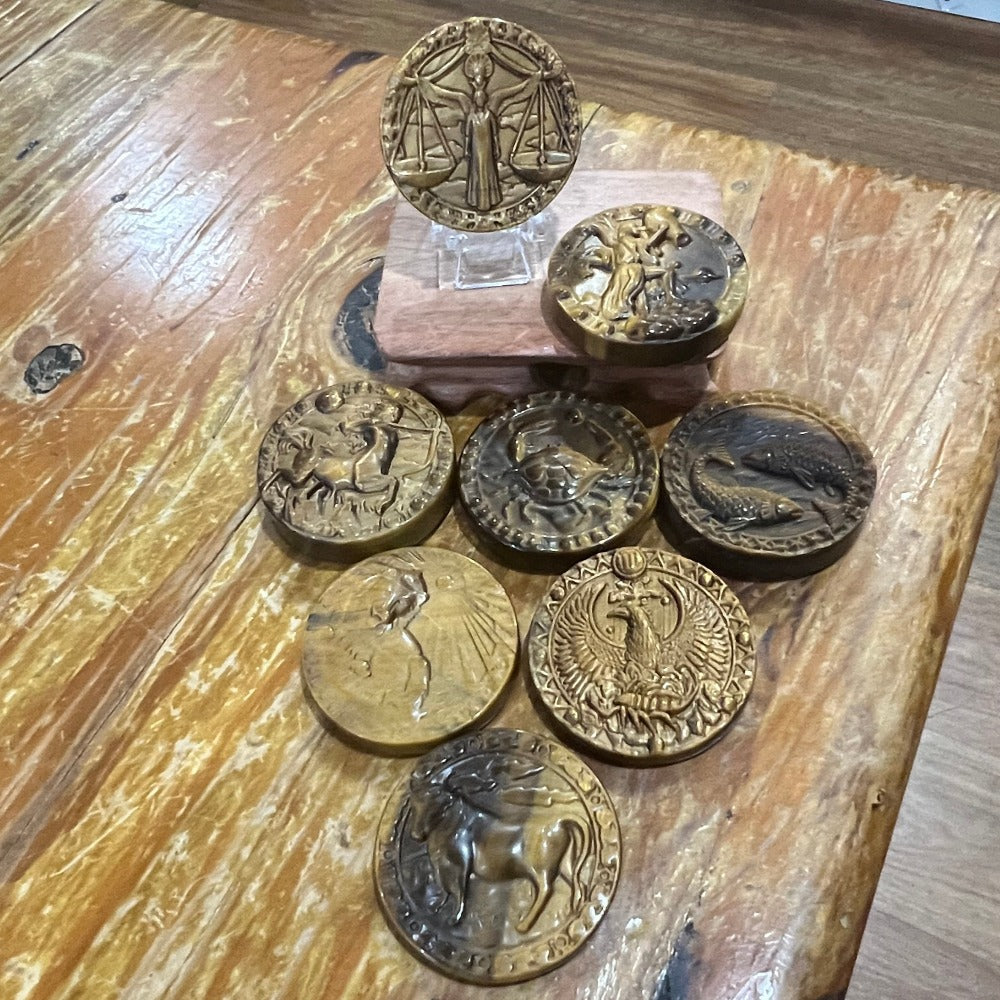 Tiger's Eye Zodiac Coins