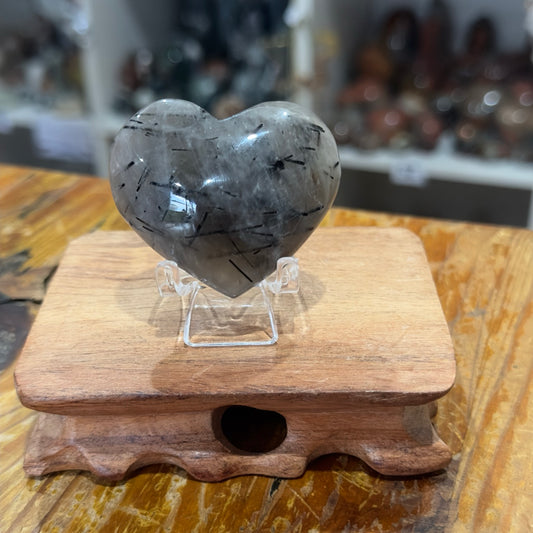 Black Tourmaline in Quartz Heart