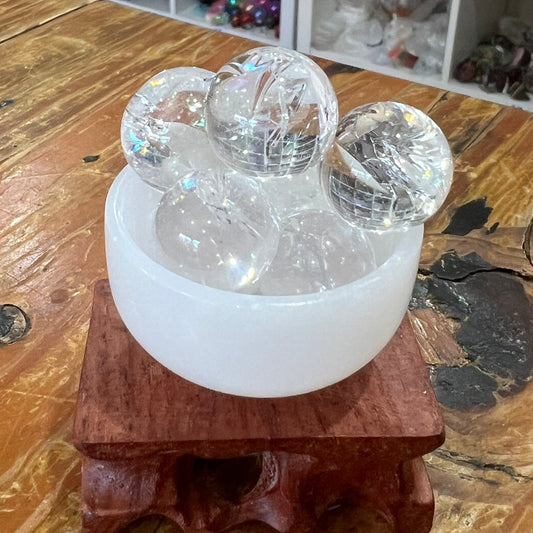 Clear Quartz Mini Sphere with Rainbow